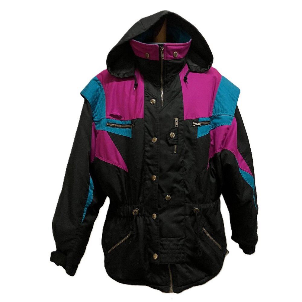 Powder Ridge Technical Ski Jacket Parka Pink/Teal Colorblock Vintage 90s Unisex